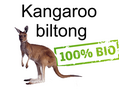 Kangoeroe biltong, prijs is € 10,95 per 100 gram.